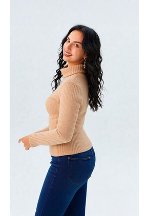 Camiseta Para Mujer Manga Larga Beige Marca L&H Ref. 1F409509