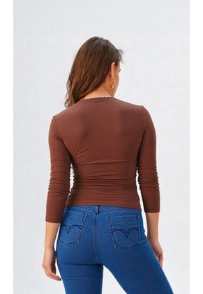 Camiseta Para Mujer Manga 3/4 Cafe Marca L&H Ref. 1F409516