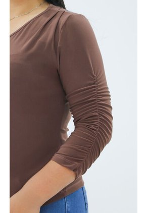 Camiseta Para Mujer Manga 3/4 Cafe Marca L&H Ref. 1F409516