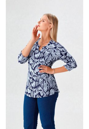 Camiseta Para Mujer Manga 3/4 Azul Marca L&H Ref. 1F409526