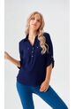 Blusa Para Mujer Manga 3/4 Azul Oscuro Marca L&H Ref. 1F412344 de L&H