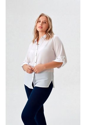Blusa Para Mujer Manga 3/4 Blanco Marca L&H Ref. 1F412617