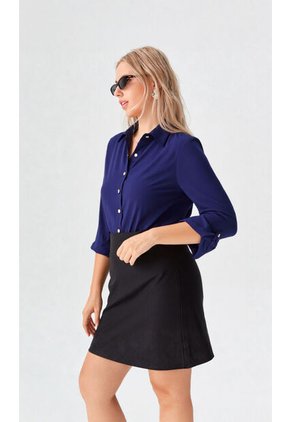 Blusa Para Mujer Manga 3/4 Azul Oscuro Marca L&H Ref. 1F412617