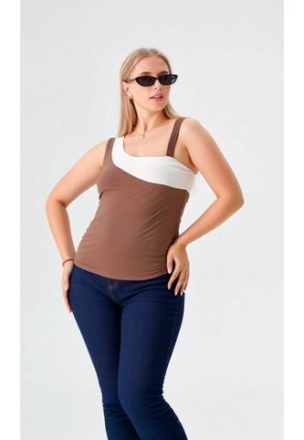 Camiseta Para Mujer Manga Sisa Cafe Marca L&H Ref. 1F409519 L&H