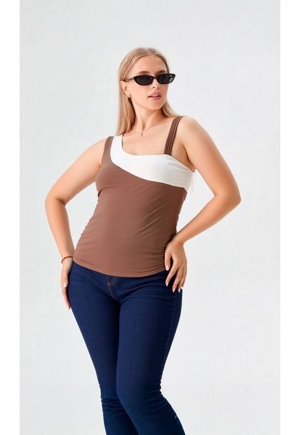 Camiseta Para Mujer Manga Sisa Cafe Marca L&H Ref. 1F409519