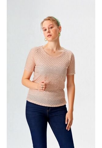 Camiseta Para Mujer Manga Corta Beige Marca L&H Ref. 2J409117 L&H
