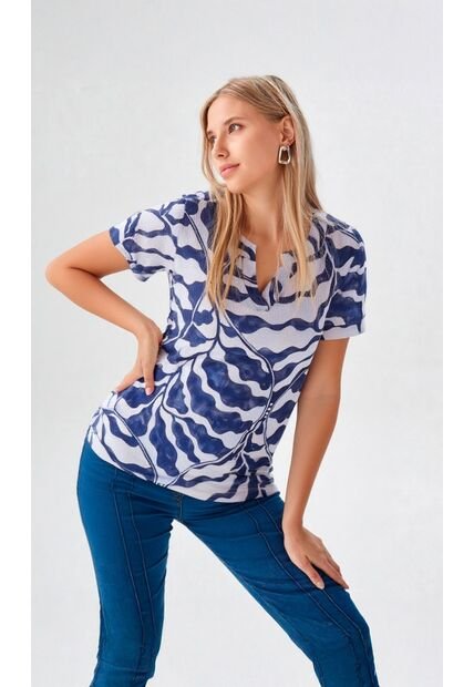 Camiseta Para Mujer Manga Corta Azul Marca L&H Ref. 1F409539