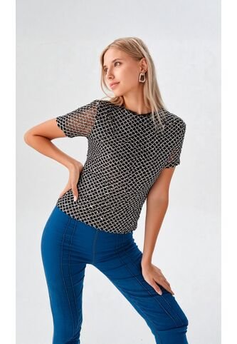 Camiseta Para Mujer Manga Corta Negro Marca L&H Ref. 2J409117 L&H