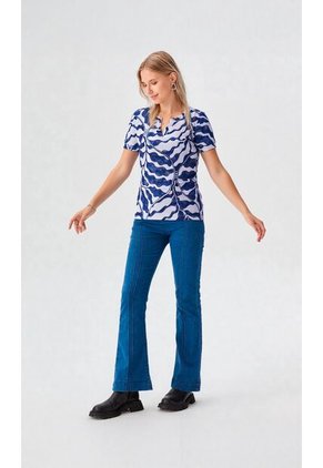 Camiseta Para Mujer Manga Corta Azul Marca L&H Ref. 1F409539