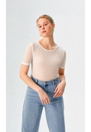 Camiseta Para Mujer Manga Corta Beige Marca L&H Ref. 2J409117