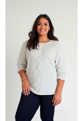 Blusa Para Mujer. Manga 3/4 Verde Marca L&H Ref. 7K612012