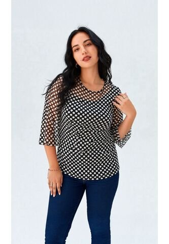 Camiseta Para Mujer Manga 3/4 Negro Marca L&H Ref. 2J409120 L&H