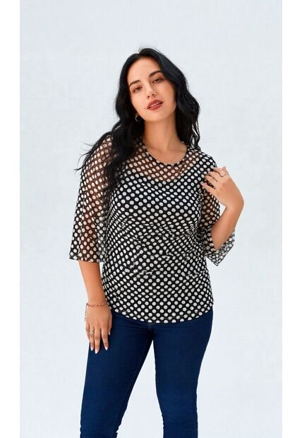 Camiseta Para Mujer Manga 3/4 Negro Marca L&H Ref. 2J409120