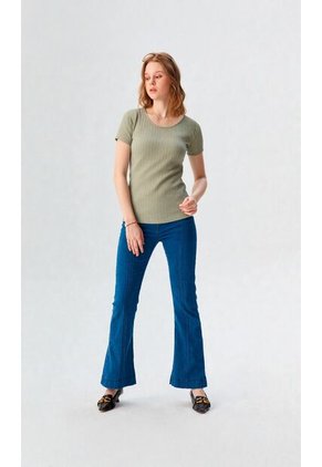Camiseta Para Mujer Manga Corta Verde Marca L&H Ref. 1F409515