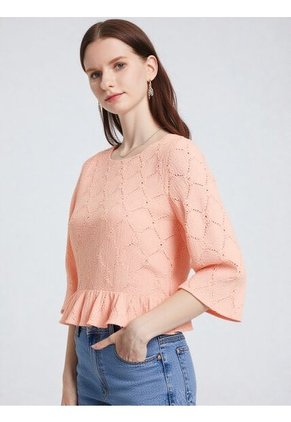 Blusa Para Mujer Manga 3/4 Naranja Marca L&H
