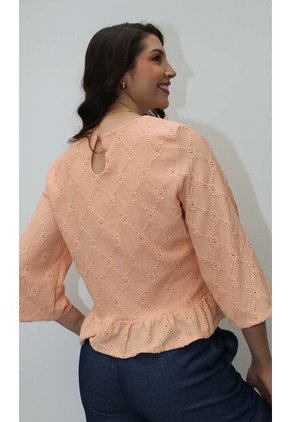 Blusa Para Mujer Manga 3/4 Naranja Marca L&H