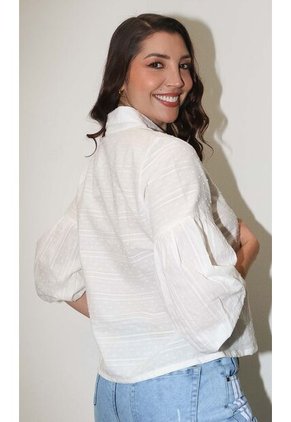 Blusa Para Mujer Manga 3/4 Blanco Marca L&H