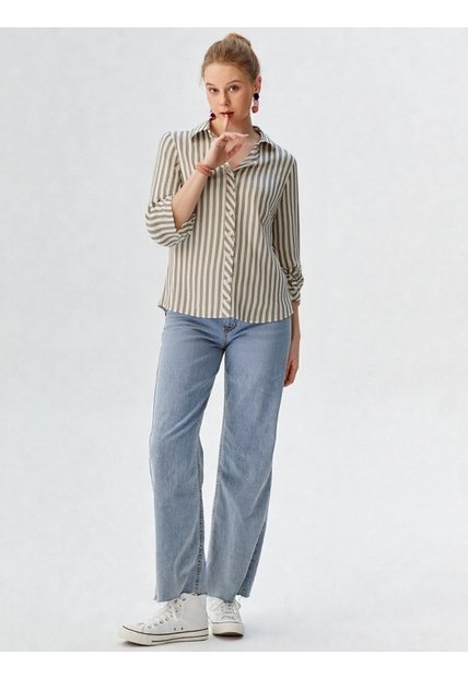 Blusa Para Mujer Manga 3/4 Beige Marca L&H Ref. 5P412294