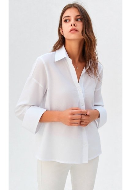 Blusa Para Mujer Manga 3/4 Blanco Marca L&H Ref. 2J412276