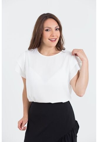 Blusa Para Mujer Manga Corta Blanco Marca LYH L&H