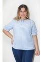 Blusa Para Mujer. Manga Corta Azul Claro Marca L&H de L&H