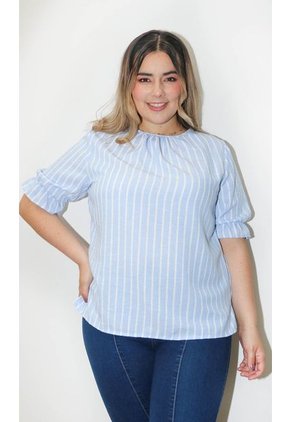 Blusa Para Mujer. Manga Corta Azul Claro Marca L&H