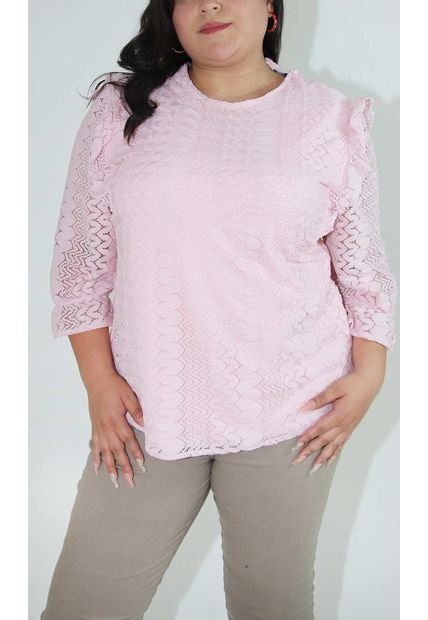 Blusa Para Mujer. Manga 3/4 Rosado Marca L&H
