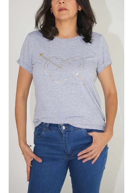 Camiseta Para Mujer Manga Corta Gris Claro Marca L&H