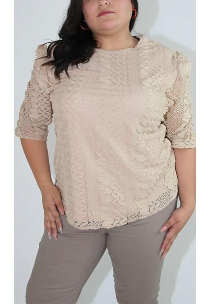 Blusa Para Mujer. Manga 3/4 Beige Marca L&H