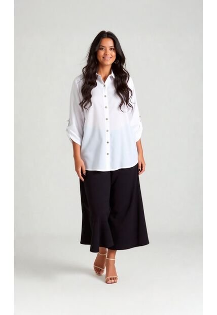 Blusa Para Mujer. Manga 3/4 Blanco Marca L&H Ref. 1F612223