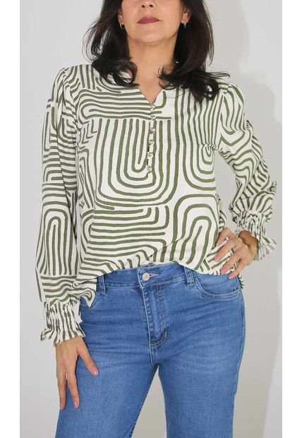 Blusa Para Mujer Manga Larga Verde Marca L&H