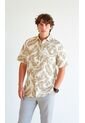 Camisa Para Hombre Manga Corta Beige Marca L&H de L&H