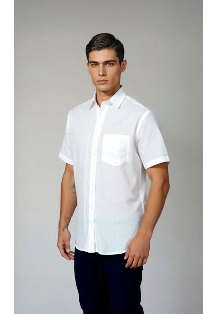 Camisa Para Hombre Manga Corta Blanco Marca L&H