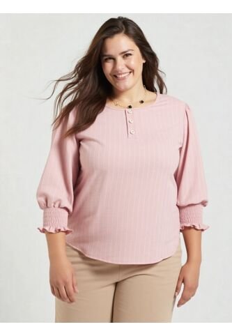 Blusa Para Mujer. Manga 3/4 Rosado Marca L&H L&H