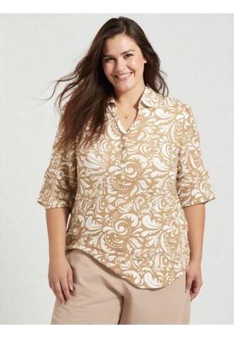 Blusa Para Mujer. Manga 3/4 Beige Marca L&H L&H
