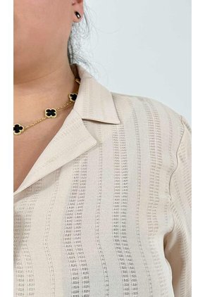 Blusa Para Mujer. Manga 3/4 Beige Marca L&H