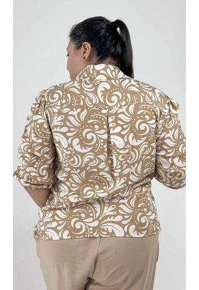 Blusa Para Mujer. Manga 3/4 Beige Marca L&H