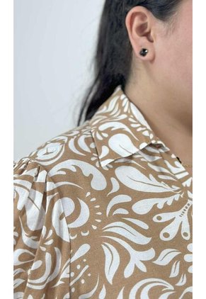 Blusa Para Mujer. Manga 3/4 Beige Marca L&H