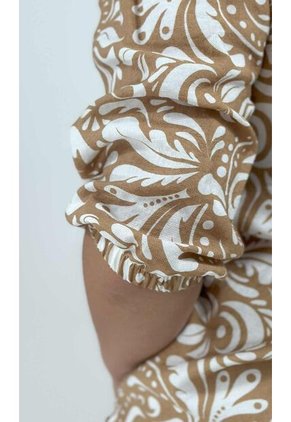 Blusa Para Mujer. Manga 3/4 Beige Marca L&H