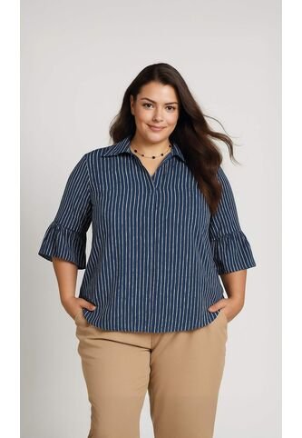 Blusa Para Mujer. Manga 3/4 Azul Marca L&H L&H