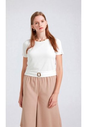 Blusa Para Mujer. Manga Corta Crudo Marca L&H