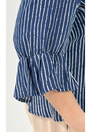 Blusa Para Mujer. Manga 3/4 Azul Marca L&H