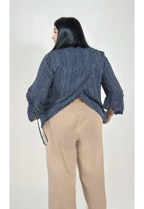 Blusa Para Mujer. Manga 3/4 Azul Marca L&H