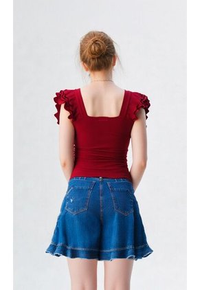 Blusa Para Mujer Manga Sisa Vino Marca L&H Ref. 1Y409006