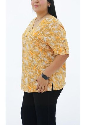 Blusa Para Mujer. Manga Corta Mostaza Marca L&H Ref. 5P612099
