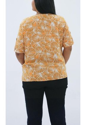 Blusa Para Mujer. Manga Corta Mostaza Marca L&H Ref. 5P612099