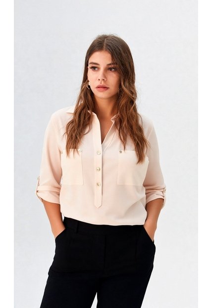 Blusa Para Mujer Manga 3/4 Taupe Marca L&H Ref. 1F412344