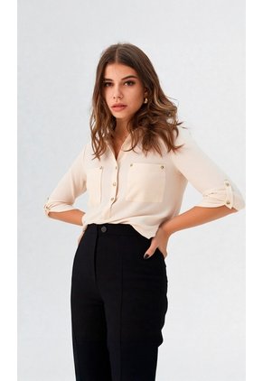 Blusa Para Mujer Manga 3/4 Taupe Marca L&H Ref. 1F412344