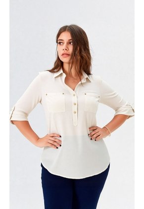 Blusa Para Mujer Manga 3/4 Taupe Marca L&H Ref. 1F412344