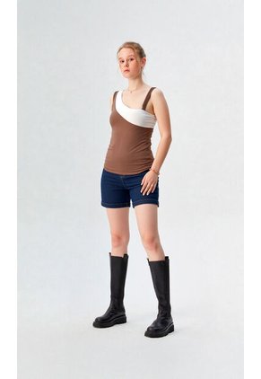 Camiseta Para Mujer Manga Sisa Cafe Marca L&H Ref. 1F409519